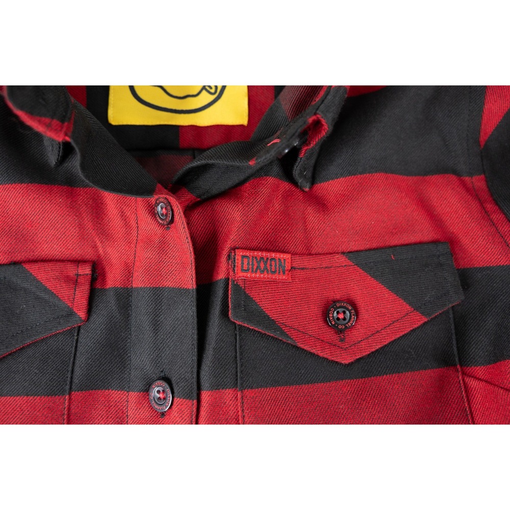 Dixxon Flannel The Cobain Women Small Red Black Stripe Excellent Grunge Shirt - Picture 6 of 7